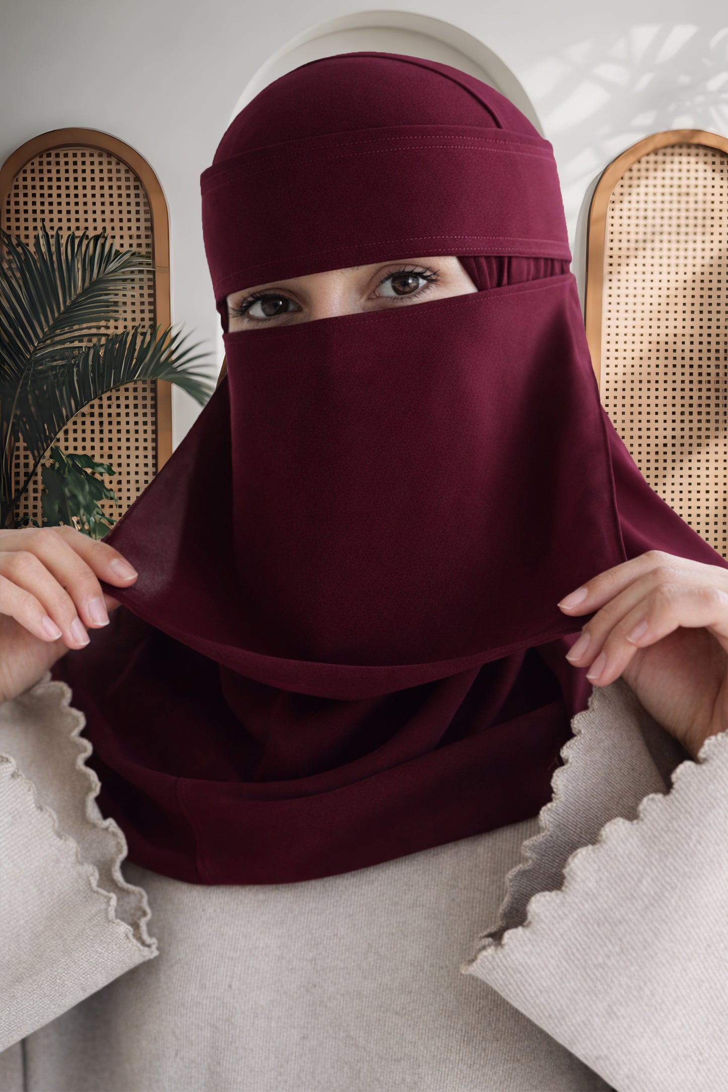 طقم عائشـ — نقاب + طرحة كبيرة (ألوان)