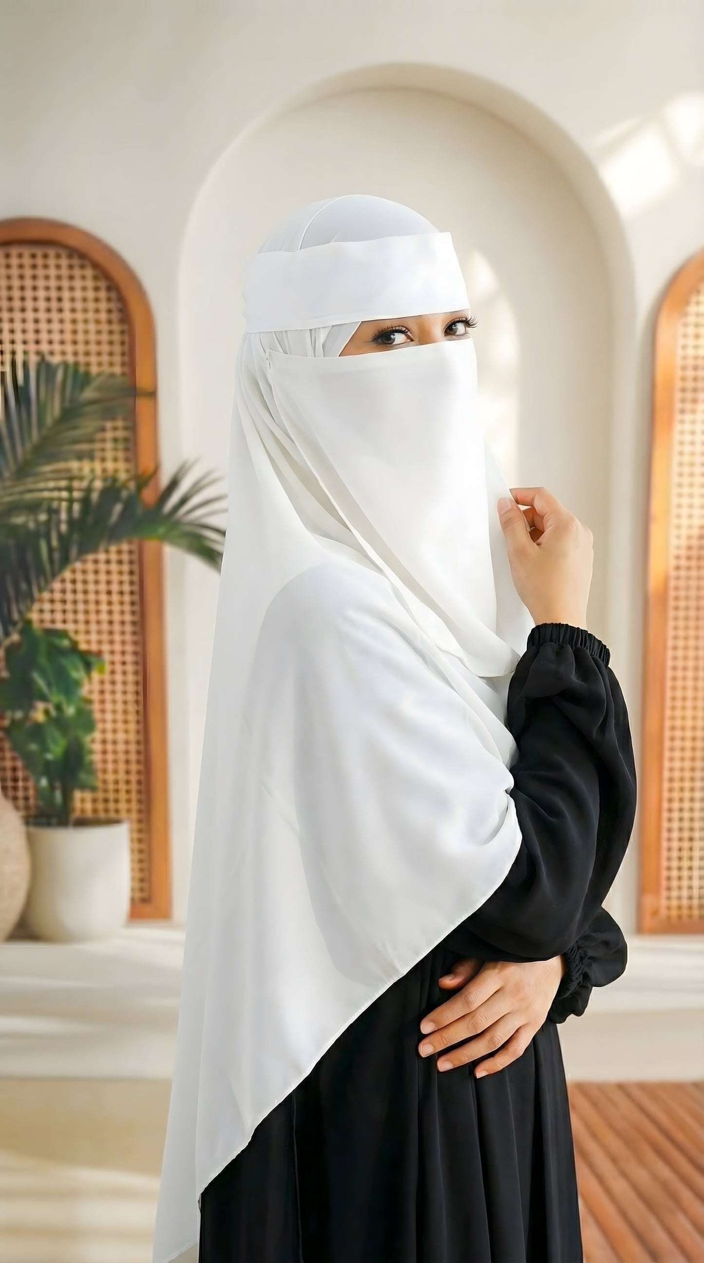طقم عائشـ — نقاب + طرحة كبيرة (ألوان)