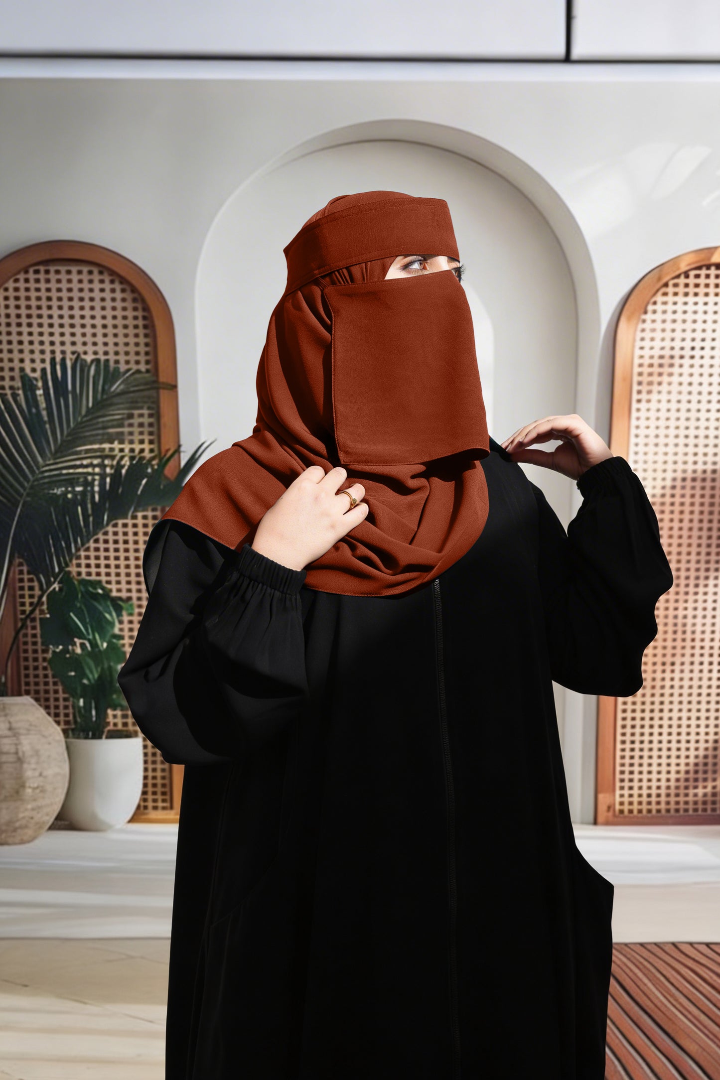 طقم عائشـ — نقاب + طرحة كبيرة (ألوان)