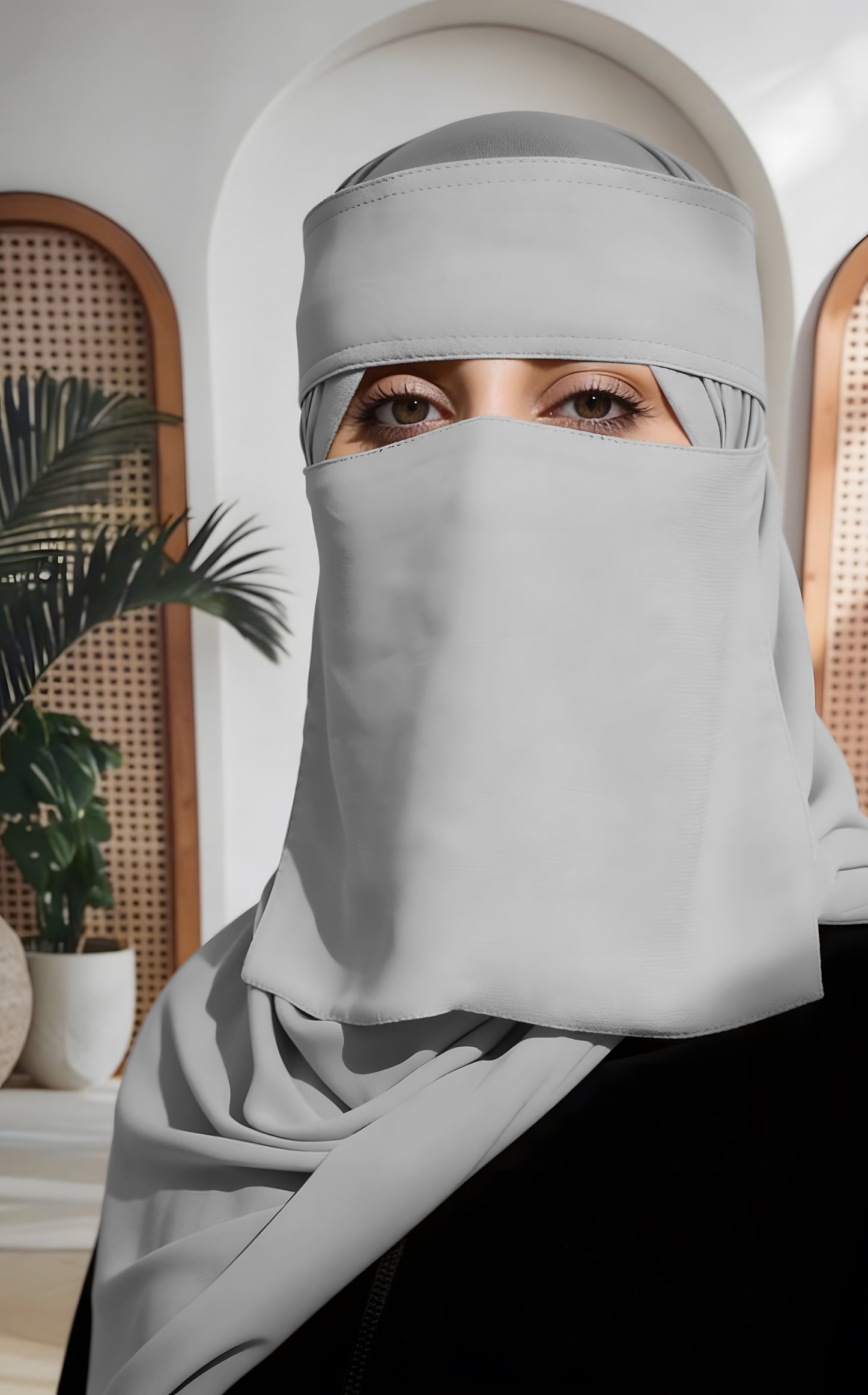 طقم عائشـ — نقاب + طرحة كبيرة (ألوان)