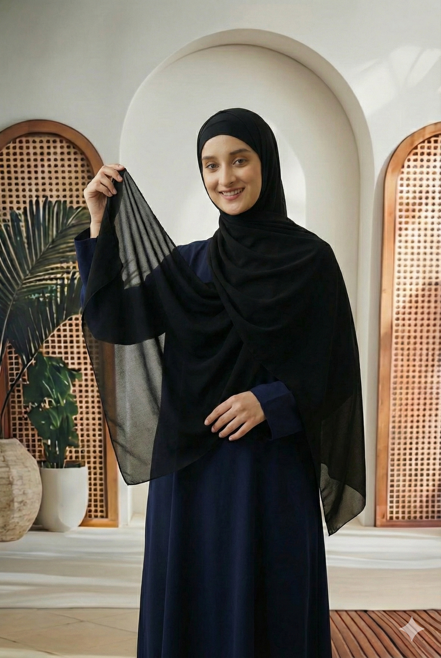 طرحة عائشـ — شيفون سعودي كبيرة سوداء (90×200)