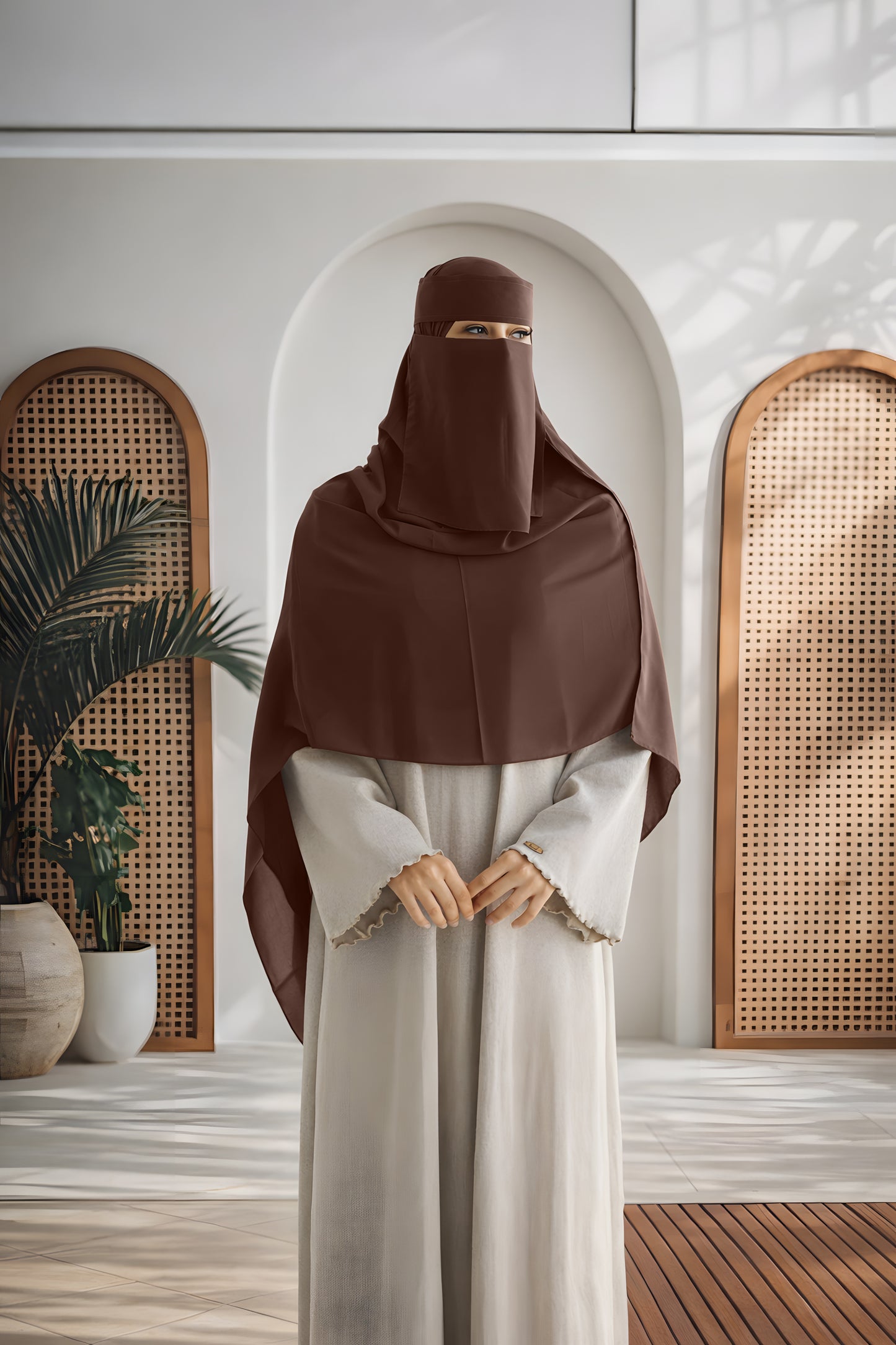 طقم عائشـ — نقاب + طرحة كبيرة (ألوان)